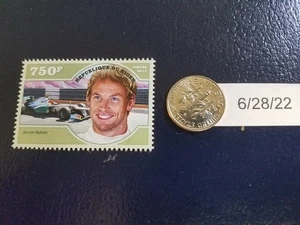 Jenson Button Race Car Driver 2014 Republique De Niger Perforated Stamp - Picture 1 of 1