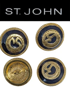 Botones de repuesto con logotipo grande esmalte negro tono dorado St John Knits (0,8 pulgadas) - Imagen 1 de 1