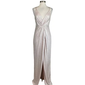 Aidan Mattox Women's Formal Dress Size 4 Pink Metallic Sleeveless Long Gown - Picture 1 of 12