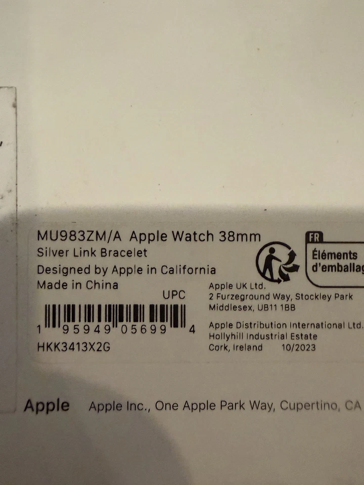 原装苹果 Silver Link 手镯 38 毫米全新开箱但从未使用过。 — 第 1/3 张图片