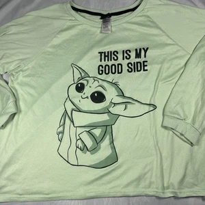 Star Wars T Shirt Womens 3XL Green Black Baby Yoda Long Sleeve Sleepwear Tee - Picture 1 of 6