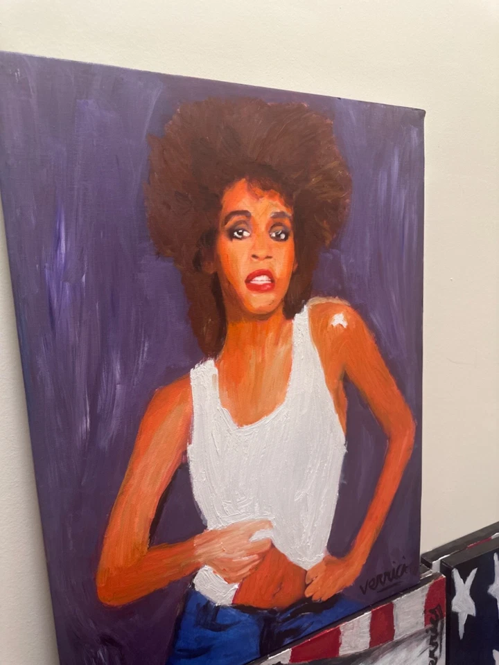 Pintura de Whitney Houston firmada por el artista arte musical Foto 1 de 1