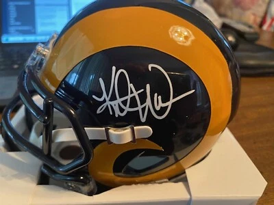 KURT WARNER ST. LOUIS RAMS/LOS ANGELES RAMS SIGNED THROWBACK MINI HELMET JSA COA - Image 1 of 3