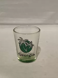 Georgia Shot Glass recuerdo tinte verde claro palmeras vajilla hombre cueva - Imagen 1 de 3
