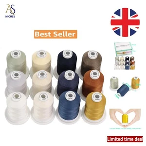 30WT Mercerized Cotton Thread Spools – 600M Each in Elegant 12 Neutral Shades - Picture 1 of 8