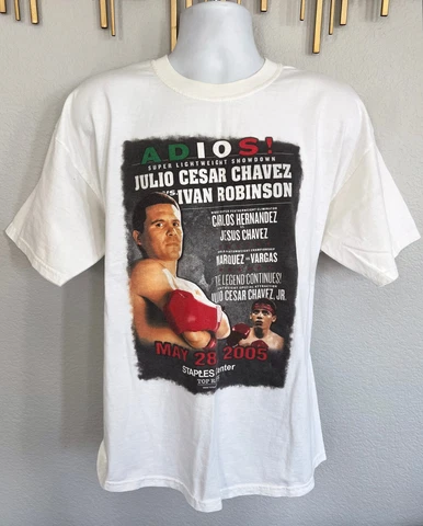2005 JULIO CESAR CHAVEZ vs IVAN ROBINSON ADIOS! Boxing -T-SHIRT Top Rank SZ XL Cover