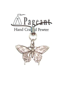 Dije de teléfono/bolsa mariposa de peltre hecho a mano - Imagen 1 de 2