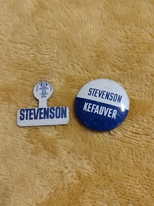 1956 Adlai Stevenson/Kefauver Presidential Campaign Foldiver + Pinback Button - Picture 1 of 9