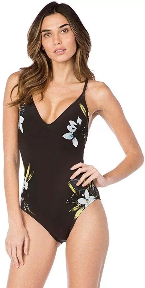 La Blanca Lace up Back Cami One Piece Swimsuit Bathing Suit Swimwear Sz 12