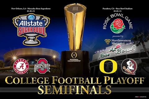 2015 College Football Semifinals 4 Team Rose And Sugar Bowl Poster 24" x 36" Cover