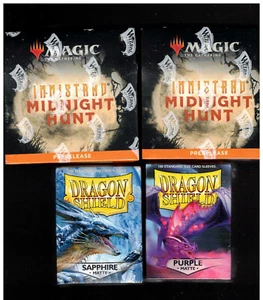 2 Innistrad Midnight Hunt Prerelease Kits + 2 Dragon Shields Factory Sealed - Picture 1 of 1