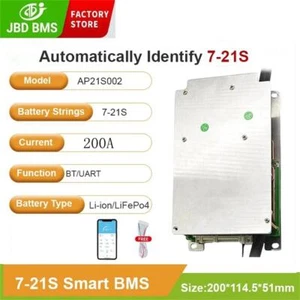 JBD 7-21S Li-ion/LiFePo4 Battery 36V-72V 200A Smart BMS with BT Balancer Wires - Picture 1 of 13