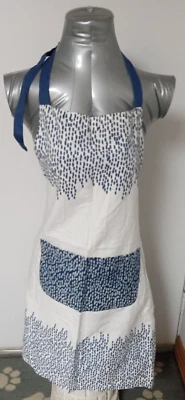 delantal blanco azul lunares bolsillos grandes martha stewart 100% algodón nunca usado Foto 1 de 4