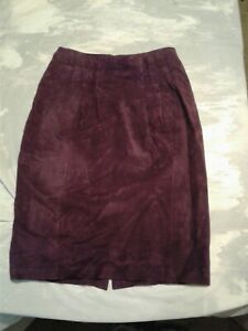Vintage Evan Davies Mid Length Purple Suede Skirt Size 6 (cb41)
