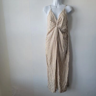 Zara женщин бежевый желтый фиолетовый имбирь миди платье размер L узел деталь спереди разрез - Изображение 1 из 4