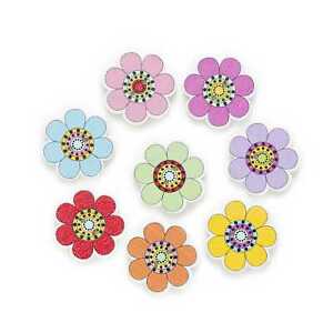 30pcs Flower Shape Wood Buttons for Sewing Scrapbooking Clothing Gift Decor 25mm