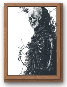 PÓSTER ESQUELETO DE BRUJA A4 arte de pared imprimible foto digital fondo AI arte K - Imagen 1 de 1