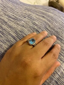 sterling silver blue topaz ring size 7 - Picture 1 of 2