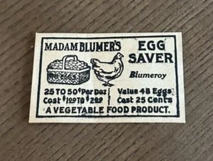 Madam Blumer's Egg Saver Confezione Busta Vintage Farm Food Pubblicità Ephemera - Foto 1 di 2