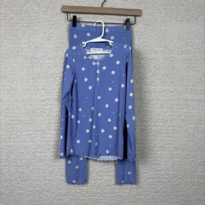 Bambi & Birdie Pajamas Girls 7/8 Blue Sunflower Print Bamboo Stretch Top Pants - Picture 1 of 13
