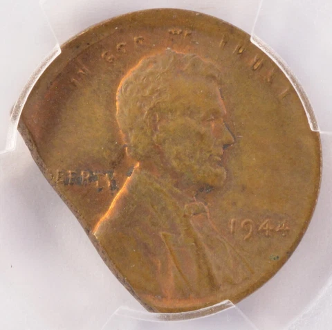 1944 PCGS 1c Wheat Cent Broadstruck & 18% Straight Clip MS64 BN Cover