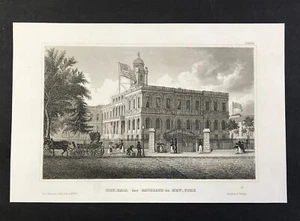 City Hall building America New York for Meyer's Universum 1835 original print  - Picture 1 of 3