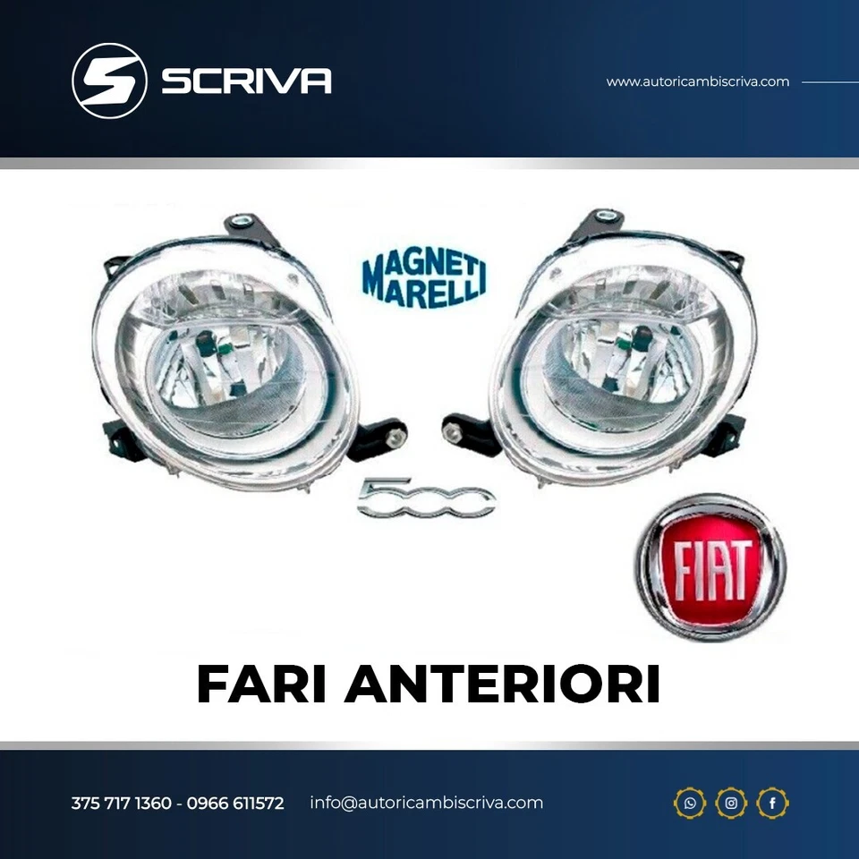 Coppia Fari Anteriori Proiettori Fari Superiori DX+SX Marelli Fiat 500 2007-> - Imagen 1 de 1