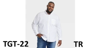 Men's Big & Tall Every Wear Long Sleeve Collared Button-Down Shirt - White, M - Picture 1 of 4