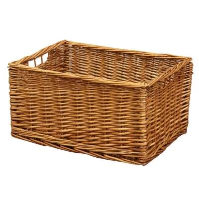 Brown Wicker Storage Basket Rustic Woven Bathroom Kitchen Organise Tidy - Image 1 of 4