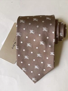 NEW Burberry Light Brown Dots Mans 100% Silk Tie Authentic Italy 3.5" 0350445 - Picture 1 of 4