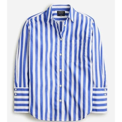 J. Camisa Crew Garçon clássica listra azul algodão popeline feminina 2  - Imagem 1 de 4