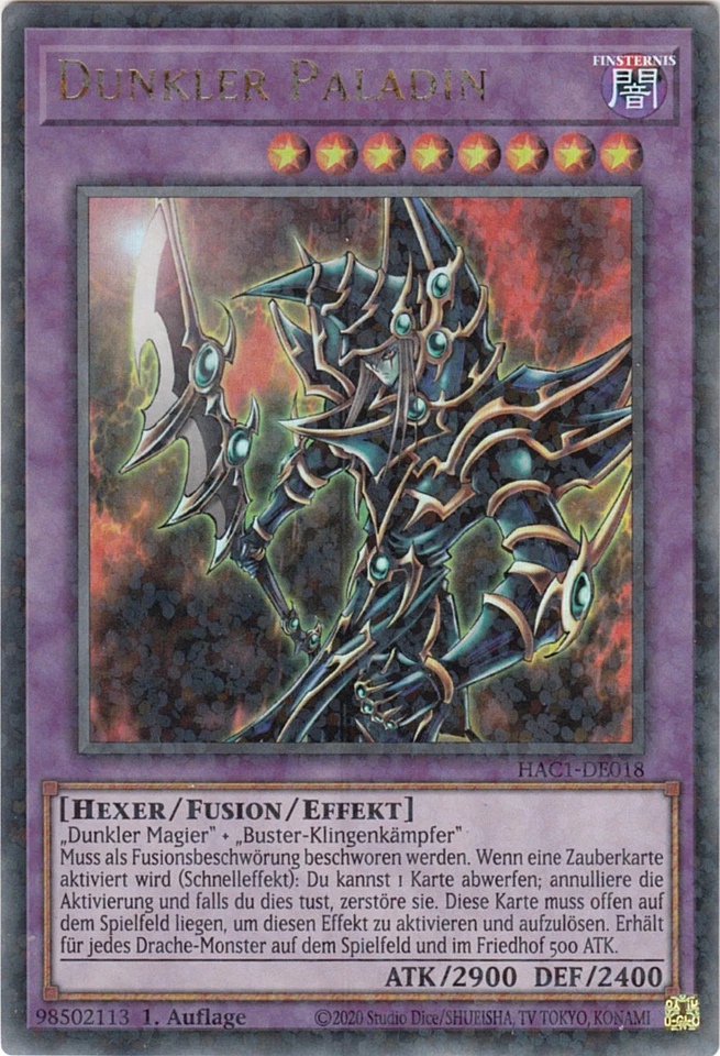 YU-GI-OH, DUNKLER PALADIN, DT-UR, HAC1-DE018, 1. Auflage, TOP - Bild 1 von 1