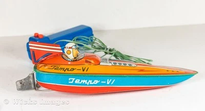 Sankei Gangu Kogyo Lata Litografía Barco Batería Clásico Baño y Piscina Juguete Foto 1 de 4