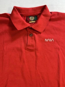 Vintage 80s Red NASA Logo Polo Shirt Jostens Sportswear Made In USA XL Hipster - Picture 1 of 6