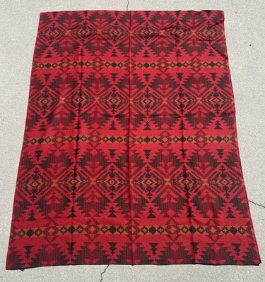 Woolrich Vintage Wool Aztec Southwest Blanket Full 60x84 Black & Red USA Made - Image 1 of 4