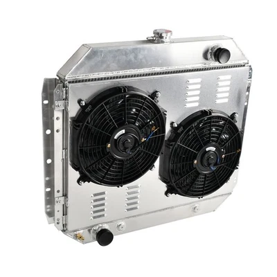 Radiador de tanque de agua de aluminio Fit 1978-1979 Ford Bronco 3 filas con ventilador de cubierta de 12" Foto 1 de 4