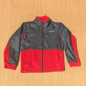 Columbia Jacket Full Zip Fleece Lined Black Red Boys Small - Picture 1 of 4