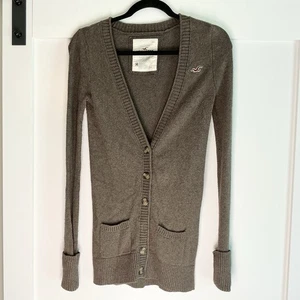 Hollister Vintage Cardigan Womens M Brown Button Y2K Logo Preppy Sweater 2000s - Picture 1 of 3