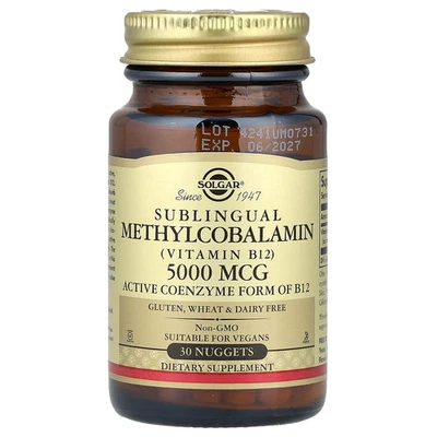 Metilcobalamina sublingual (vitamina B12), 5.000 mcg, 30 pepitas Foto 1 de 2