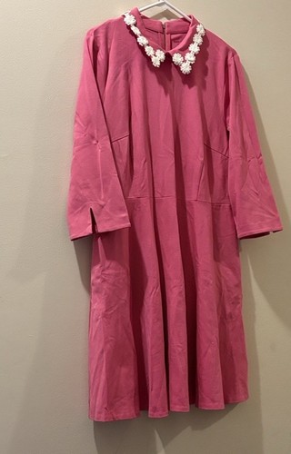 Abito donna Kate Spade rosa linea A taglia XL colletto floreale carriera