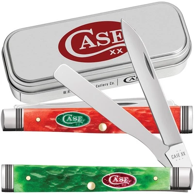 CASE XX KNIVES MAGICIAN'S BRIGHT GREEN & DARK RED JIG BONE BABY DOC POCKET KNIFE - Image 1 of 2