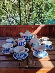 Waterdrops vintage Hungarian ceramic design coffee set of 6 by Maria Mosonyi - Picture 1 of 8
