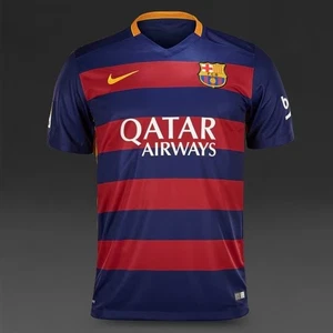 FCB Barcelona Neymar Jr Home Futbal Soccer Jersey 2015/16 Mens Large Qatar Red - Picture 1 of 9