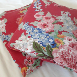Vintage Ralph Lauren Queen Size Flat + Fitted Sheets Beach House Red Floral USA