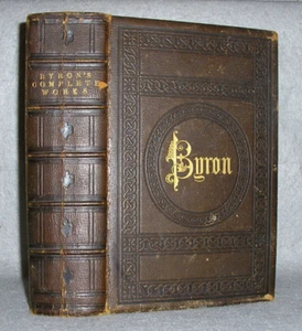 Antique Decorative Poetry Book Lord Byron Works Leather US Civil War Era 1864 - Picture 1 of 20