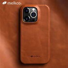 Housse arrière originale en cuir véritable Melkco pour iPhone 14/14Plus/14Pro Max