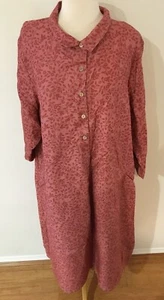 SARA Woman Dusty Pink & Red 100% Floral Printed Linen Collared Tunic Dress 22 - Picture 1 of 8