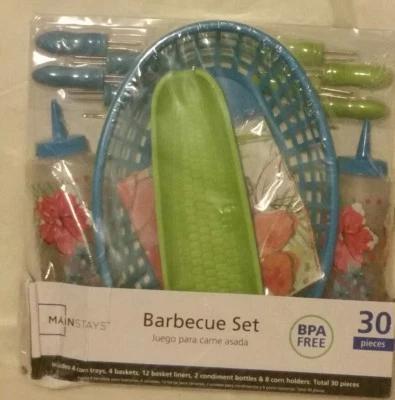 Mainstays 30 Piece Tropical Floral Barbecue Set BPA Free  - Image 1 of 4