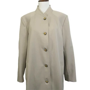 Forecaster Vintage Raincoat Women 13/14 Beige Khaki Long Button Front Lined Coat - Picture 1 of 10