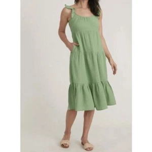Marine Layer NWT Jude Flutter Sleeve Dress Small Jade Sheen Green - Picture 1 of 11